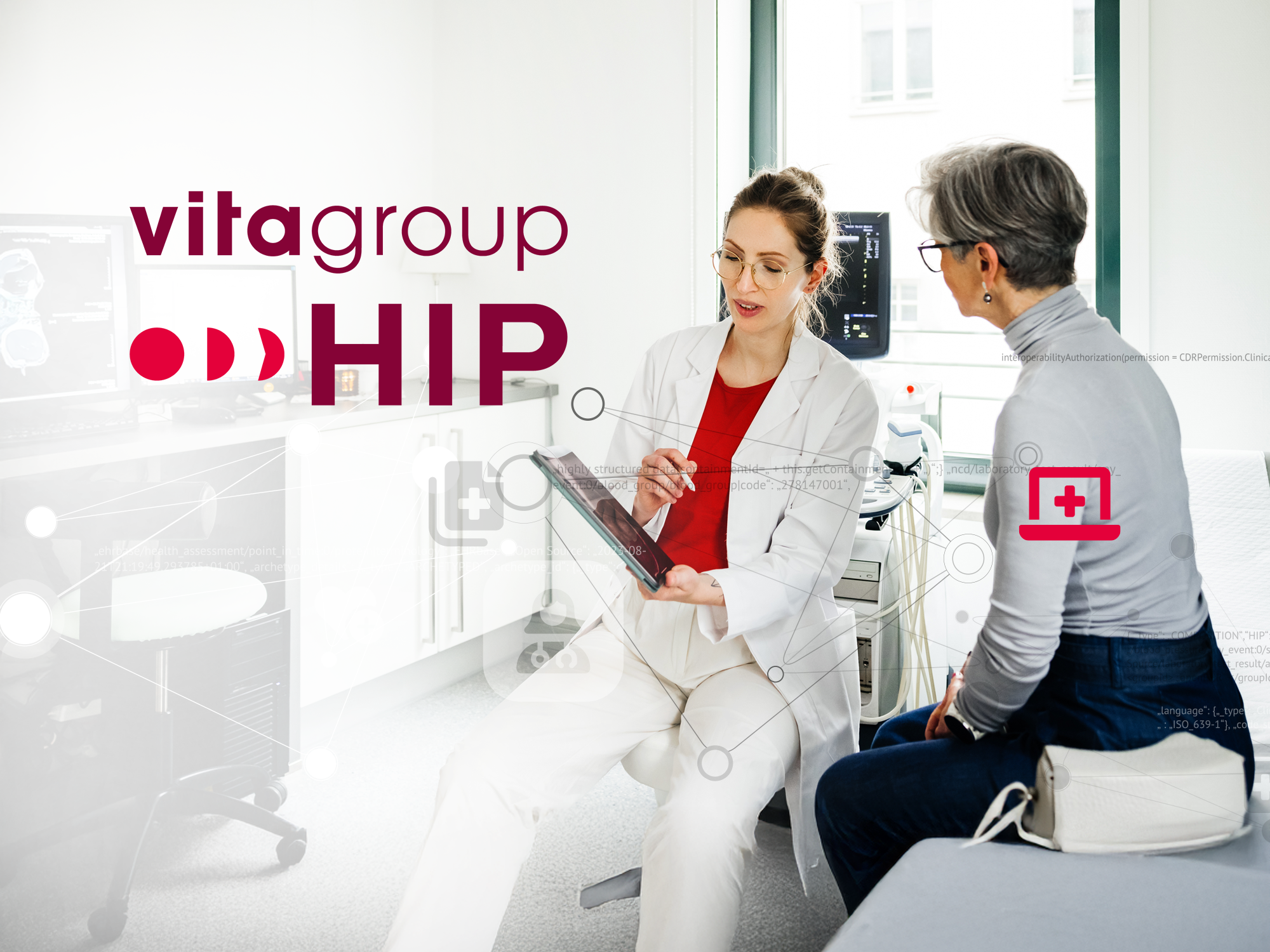 Doctor discusses healthcare with patient on tablet